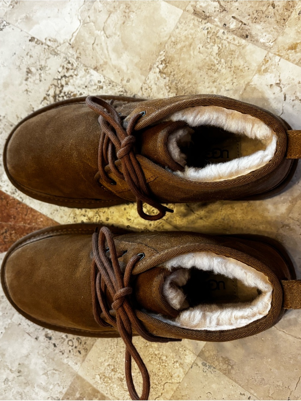 UGG Neumel Boots Women’s Size 9 Chestnut Brown Suede Shearling Lined - Picture 6 of 7